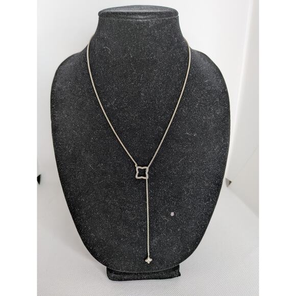 David Yurman Sterling & 18K Yellow Gold Diamond 24.5” Quatrefoil Lariat Necklace - Picture 1 of 8